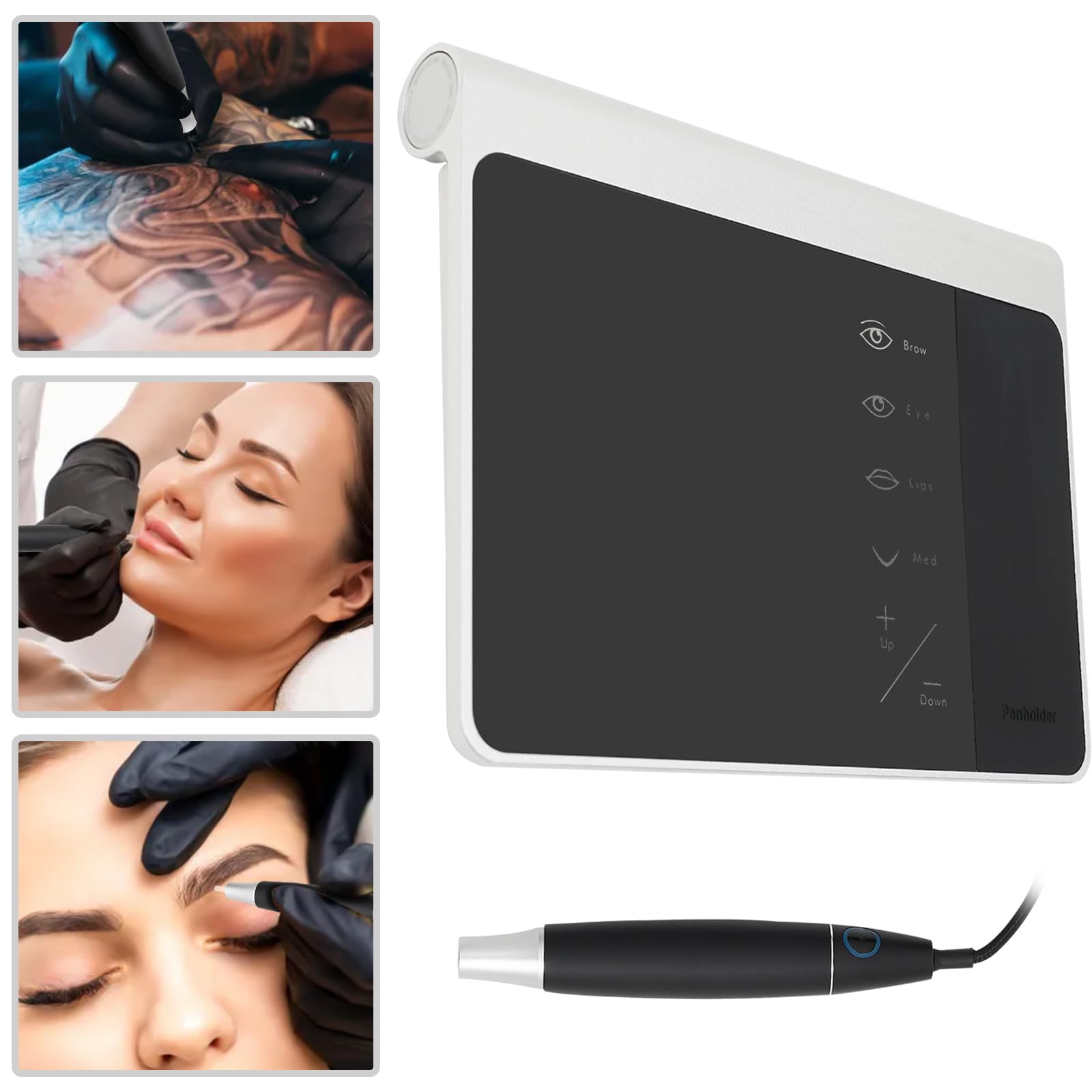 Máquina de tatuaje para cejas, herramienta de belleza precisa, de aluminio, 10.500 rpm, 10 velocidades ajustables, para cejas, delineador de ojos y más