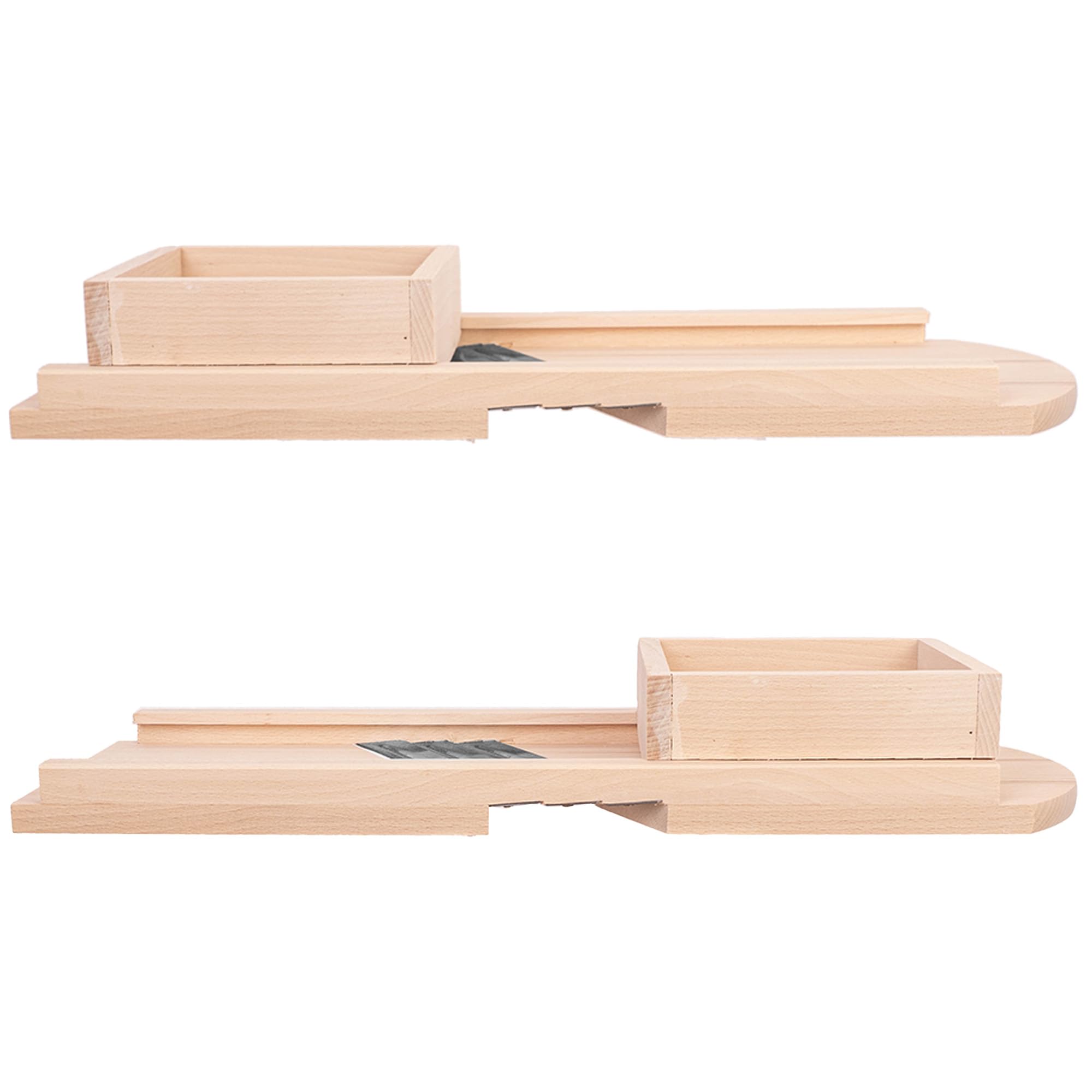 KADAX Cortador de repollo y verduras de madera de 56 x 19 cm, 3 cuchillas de acero inoxidable, corte rápido y uniforme, para crudos, encurtidos y ensaladas