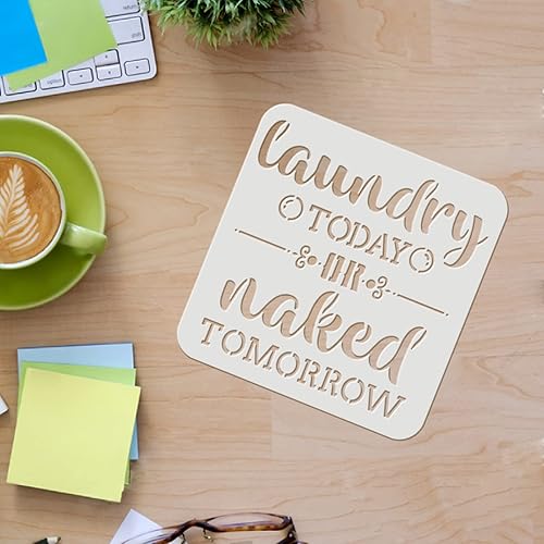 Miniatura 3 de FINGERINSPIRE 12 plantillas de lavandería de plástico para baño, reglas de dibujo, juegos de pintura, plantillas de palabras para lavandería,