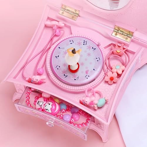Miniatura 4 de JCAKES Joyero para niñas, caja de música clásica giratoria bailarina, bailarina, piano, caja de música, organizador de joyas, bailarina, caja de
