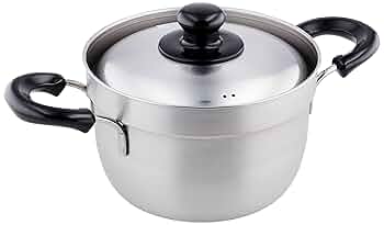 銀メッキ槌目手付き鍋と黄瀬戸手付きコンロ5セット　　　新品未使用 Amazon｜中尾アルミ製作所 ニューキングデンジ 深型片手鍋(目盛