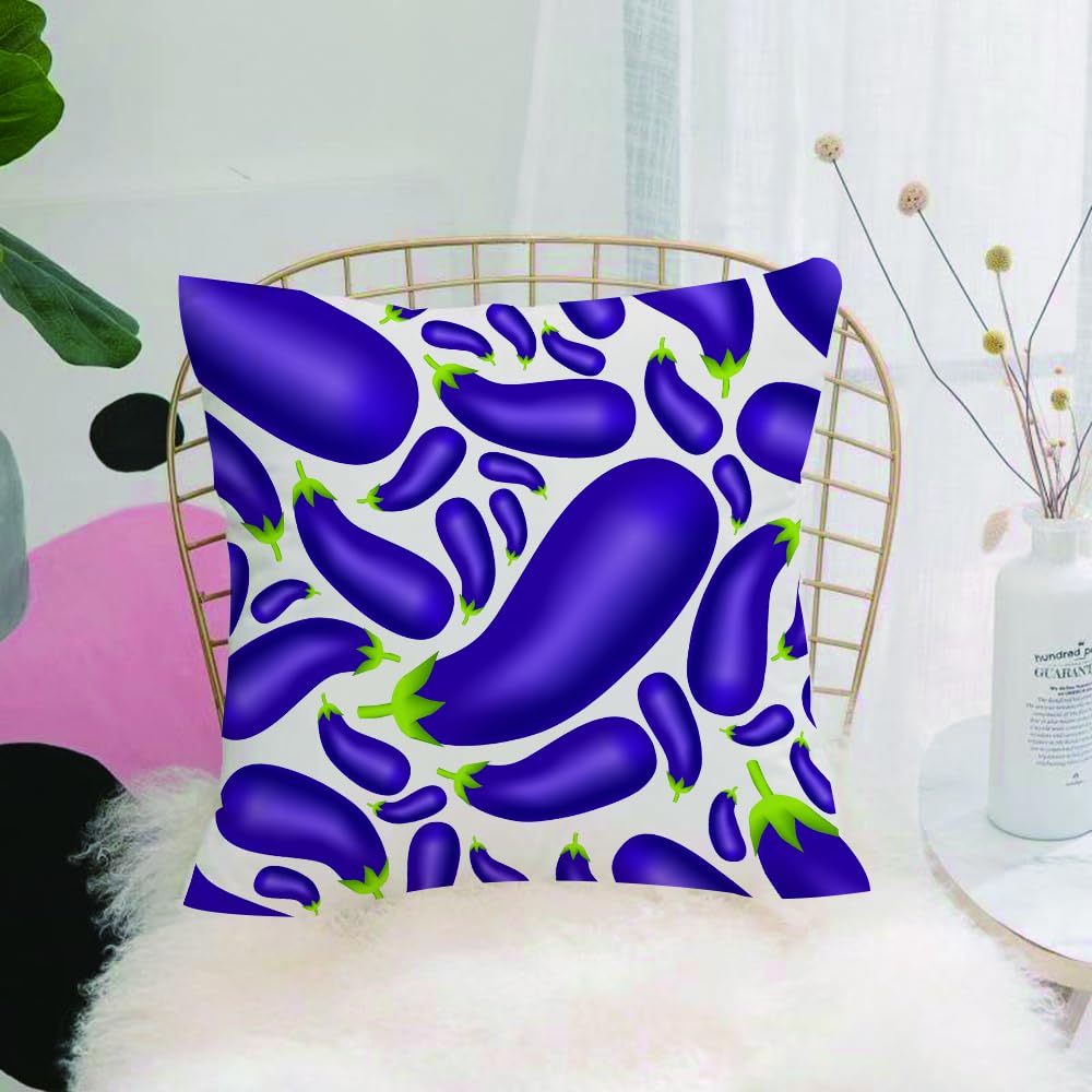 HYMSXW Cushion Cover,Throw Pillow Case Home Decorative for Living Room Bedroom Sofa Chair 20X20 Inch,Eggplant,Delicious Aubergines in Abstract Representaiton Fresh Dish Healty Food,Pillowcase 50X50cm