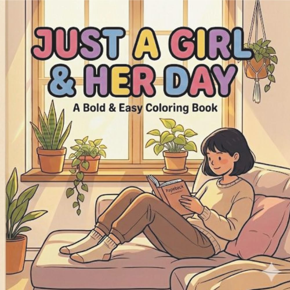 Just a girl & Her day: A Bold & Easy coloring book of simple everyday moments and cozy routines.