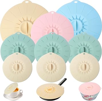 9 Pack Silicone Lids, Microwave Splatter Covers - Reusable, Heat Resistant Lids 5 Sizes for Bowls, Cups, Plates, Pots, Pans & Skillets - Stovetop, Oven, Fridge & Dishwasher Safe