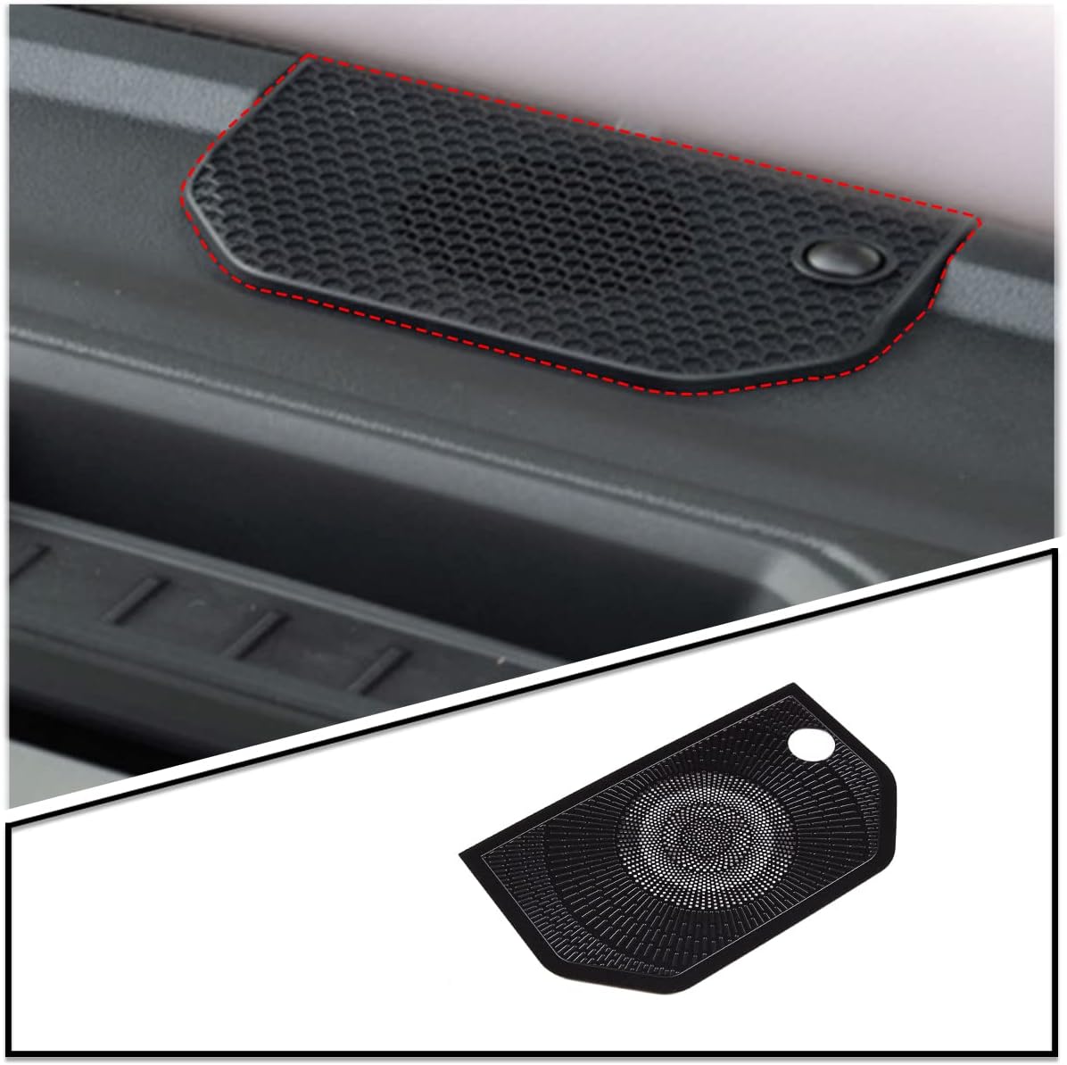Car Aluminum Alloy Loud Speaker Deco Car Audio Sticker Compatible for Toyota Tundra 2022 2023 Car Stereo Cover Auto Trim Accessories (Black)