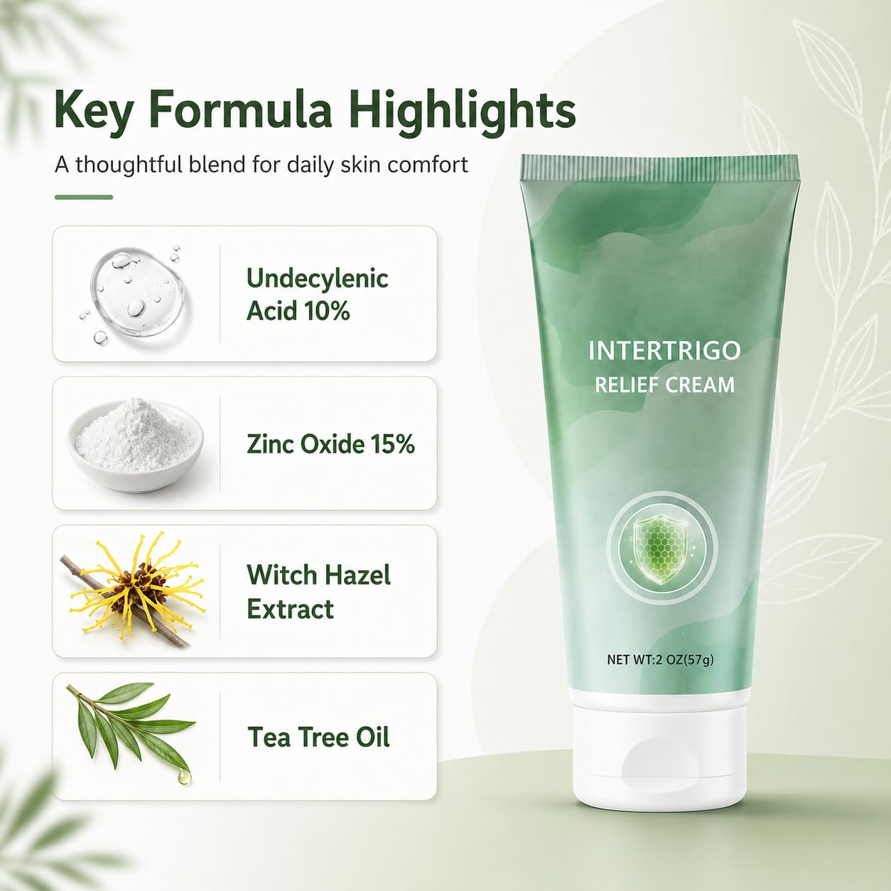 Asolla Cream,Clarion Intertrico Cream for skin folds，Inner Thighs & Folds,Non-Steroid,Helps Soothe Skin & Support Moisture Control for Underarms, 2 Oz