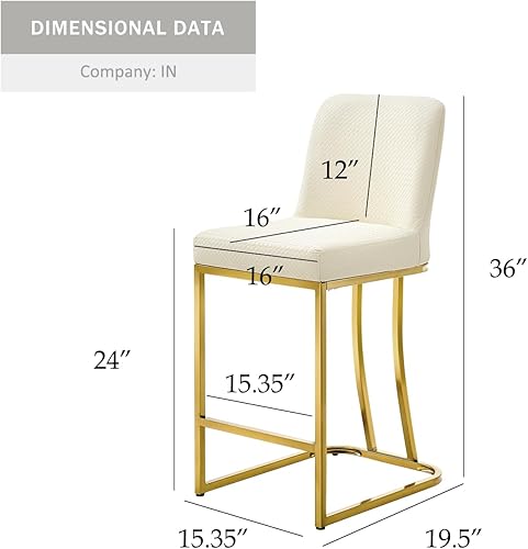 Miniatura 3 de Juego de 4 taburetes de bar de 24 pulgadas de altura de mostrador con respaldo, sillas de bar modernas de cuero para cocina con marco de hierro de