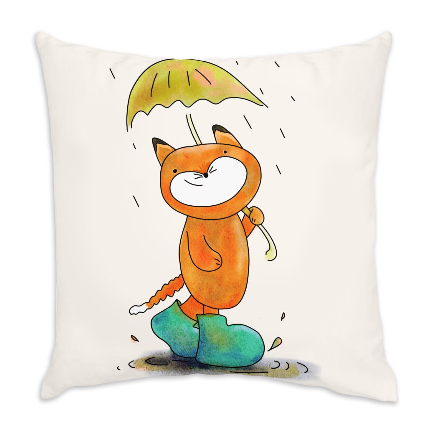 Coussin en Velours Blanc Chat Roux 40x40 cm avec Housse et Coussin