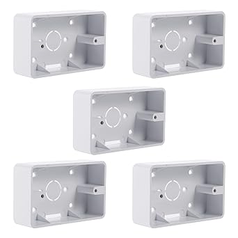 Hemobllo Plastic Outlet Box, 5 Pcs Wall Socket Plate Wall Mounted Electric Junction Box, Surface Mount Backbox Safety Installation Accessory for Home (White)