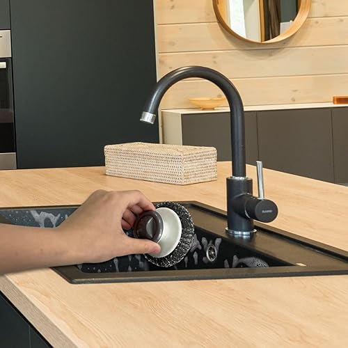 Miniatura 4 de 2 cepillos de acero inoxidable con asa, limpiador multiusos de hierro fundido para ollas, parrillas, hornos y otros trabajos de limpieza resistentes