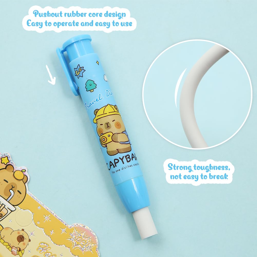 Borrador Retráctil De Capybara Con Diseño De Dibujos Animados – Goma De Borrar Push-Pull De 8.2 Cm, Seguro Y Duradero, Ideal Para Niños, Escuela Y Oficina