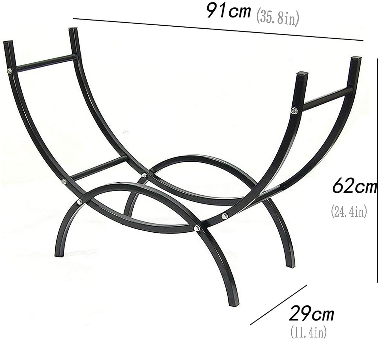 Portalegna Decorativo per Legna da ardere, portalegna per Camino in Metallo semicircolare con levigatura Libera, portalegna per Camino, portaoggetti per Attrezzi da Camino