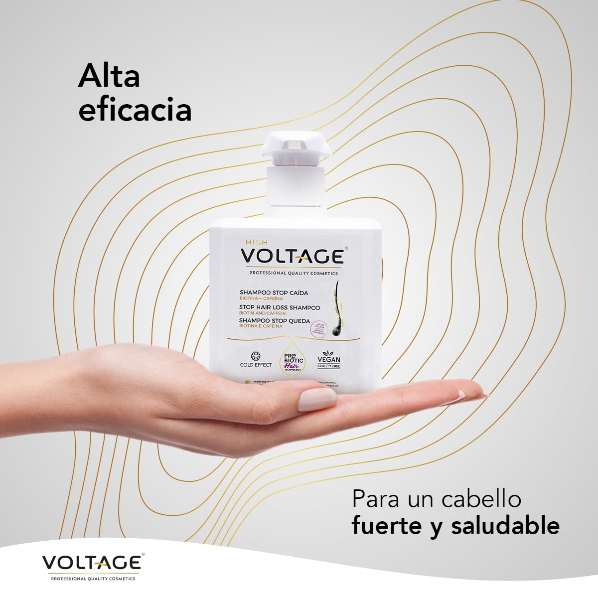 Voltage Cosmetics Champú Anticaída 500 ml con Biotina y Cafeína