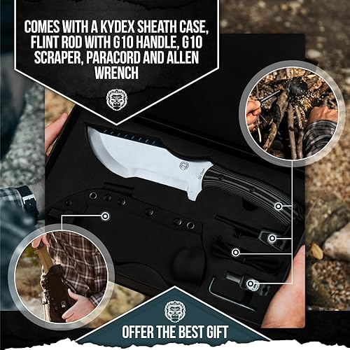 Miniatura 4 de The Tracker Survival Knife Set Cuchillo de caza de hoja fija con arranque de fuego. Equipo ideal para exteriores Bushcraft. Kit de supervivencia