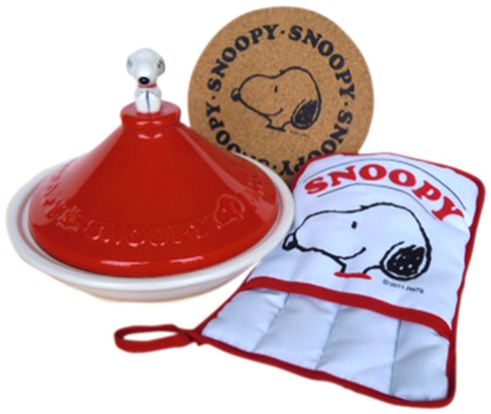 Snoopy Set Items (RED) Snoopy tagine Pot Mittens Cork Set SNC-3TR-CM