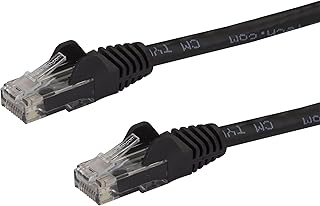 StarTech.com 7ft CAT6 Ethernet Cable - Black CAT 6 Gigabit Ethernet Wire -650MHz 100W PoE RJ45 UTP Network/Patch Cord Snagless w/Strain Relief Fluke Tested/Wiring is UL Certified/TIA (N6PATCH7BK)