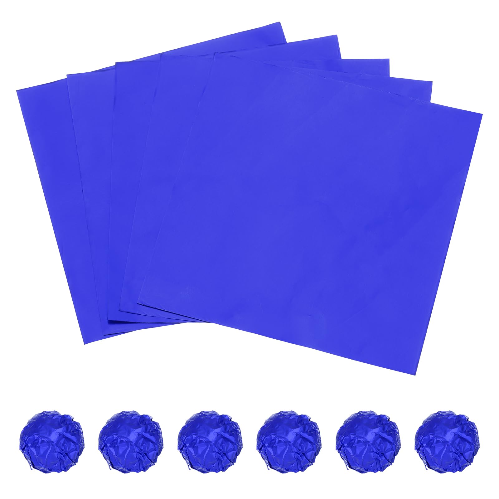 sourcing map 100 Pcs Aluminum Foil Candy Wrappers, 8 x 8 Inch Square Chocolate Wrappers, Glossy Texture Packaging Wrapping Papers for Caramel Candies Decoration, Blue