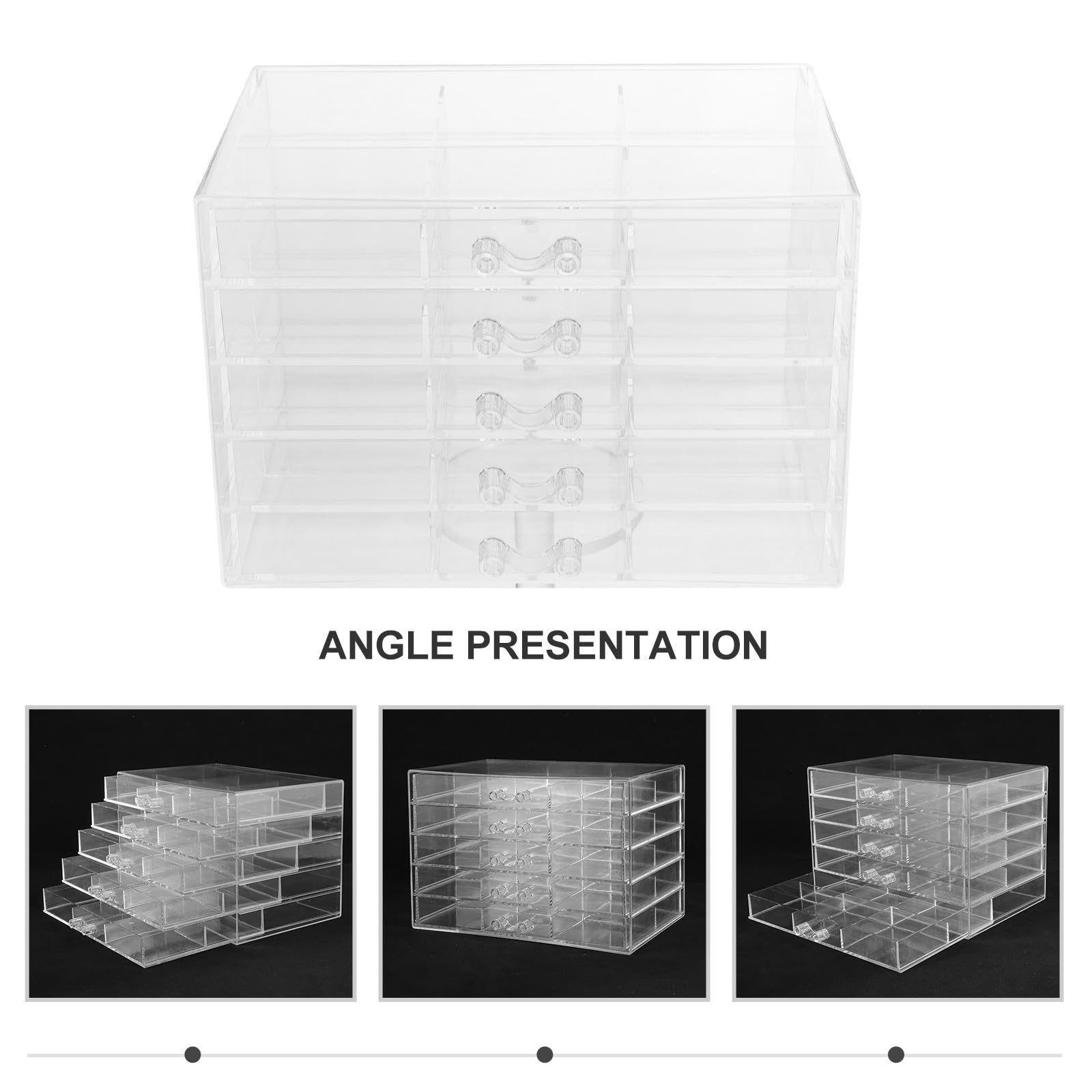 Alasum Joyero Transparente de Gran Capacidad de Acrílico con 5 Cajones y 30 Compartimentos Organizador de Joyas con Diseño Compartimentado para Almacenar y Proteger para Pendientes