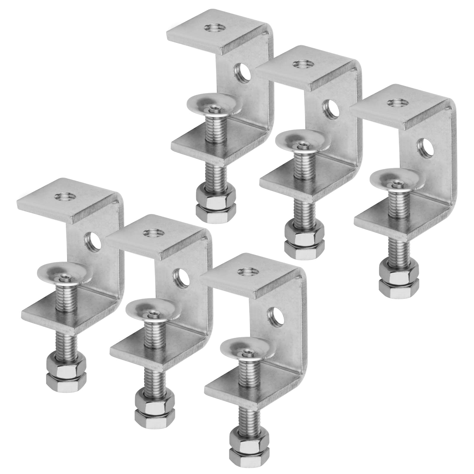 MOUNTAIN_ARK 6 Pack 304 Stainless Steel C Tiger Clamps with 1-5/8" Jaw opening, Beam Clamp for Desk