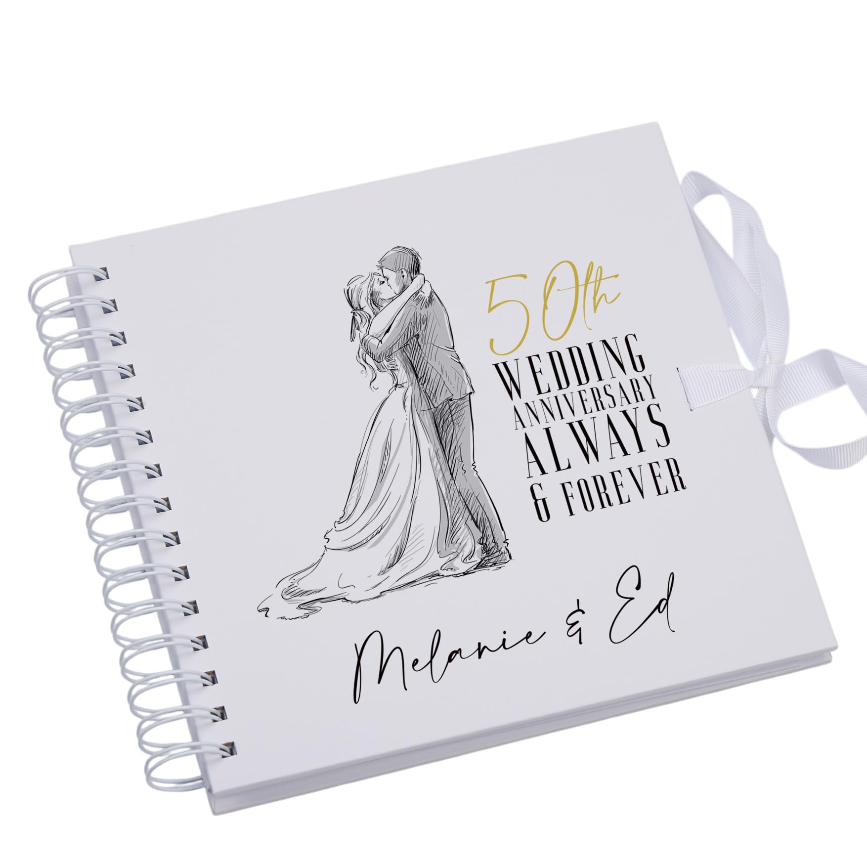 Ukgiftstoreonline White Personalised 50Th Anniversary Scrapbook Photo Album Guest Book Memory Keepskae Gift