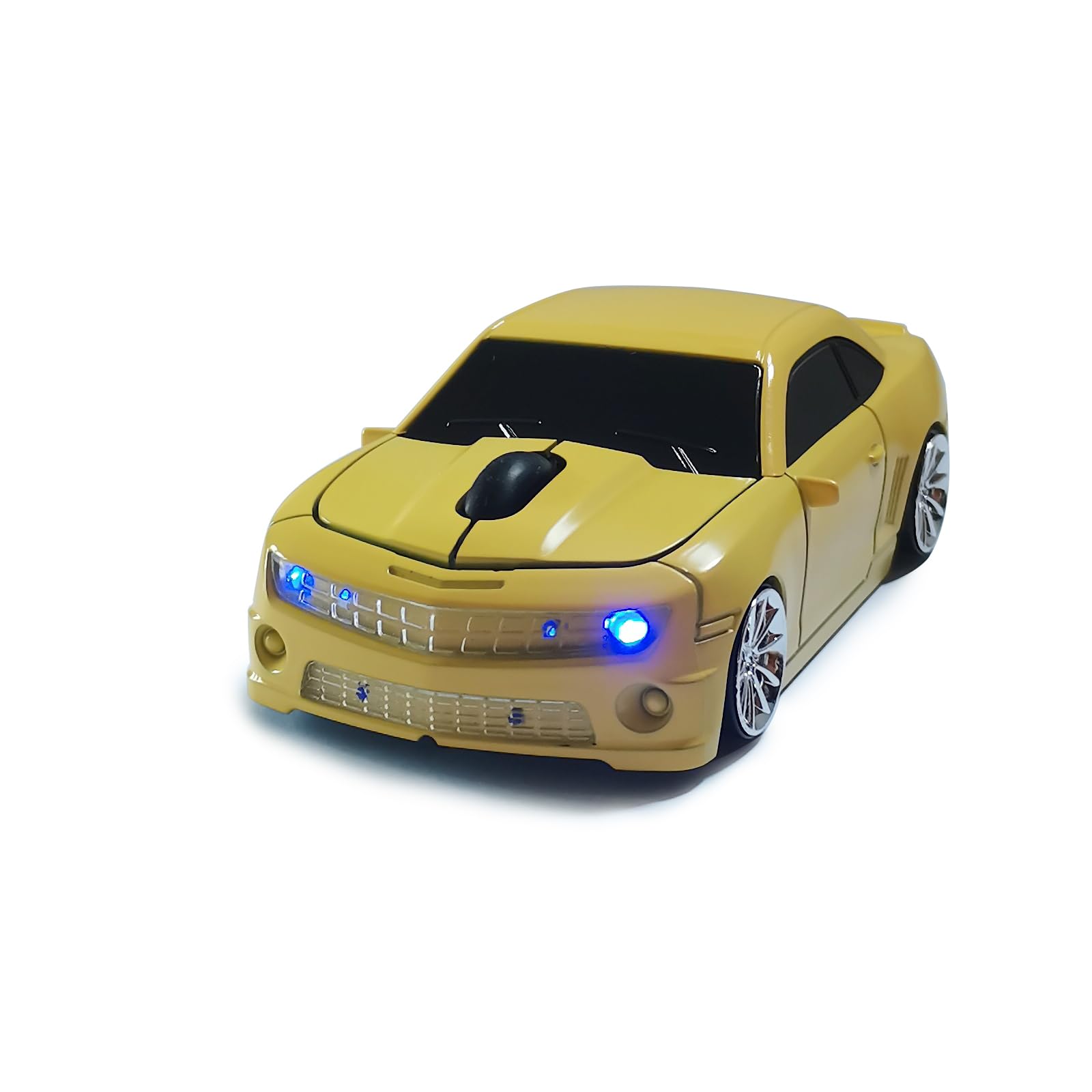 Wireless Mouse Car Mouse, Cool Car Shape Mouse 2.4Ghz Wireless Mouse, Car Computer Mouse for Laptop PC Mac (Yellow)