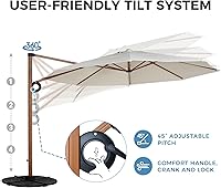Vista 4 de Grand patio Sombrilla de patio de 12 pies, sombrilla redonda voladiza para exteriores con rotación de 360°, paraguas de aluminio para patio, jardín