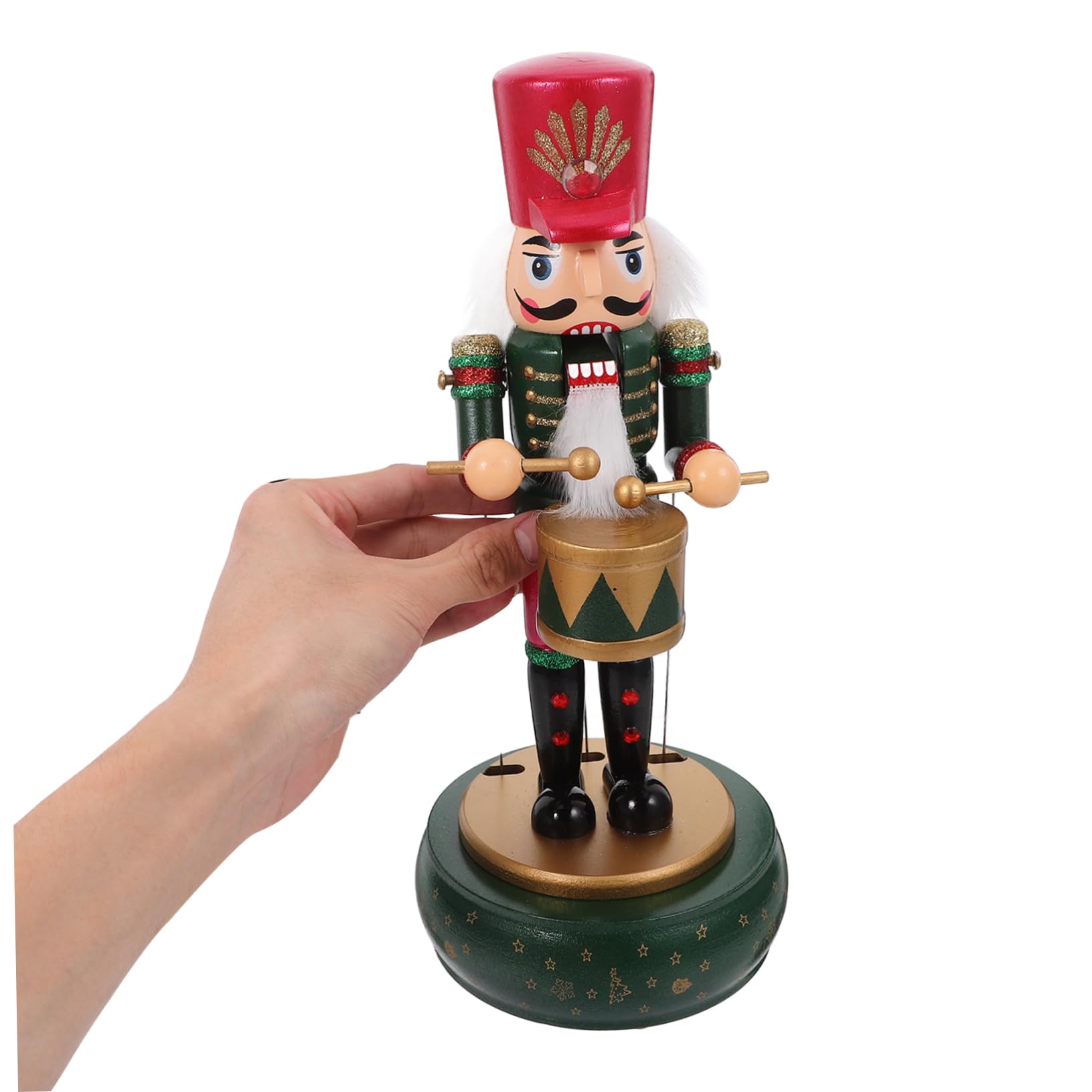 Schiaccianoci di Legno Natalizio con Carillon Musicale Ornamento da Tavolo per Festa di Natale Decorazione di Legno con Movimento delle Mani e Bocca Regalo per Vacanze