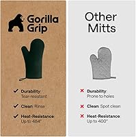 Vista 80 de GORILLA GRIP - Juego de guantes de horno de silicona suave sin BPA, guantes de cocina resistentes al calor e impermeables, forro de algodón grueso