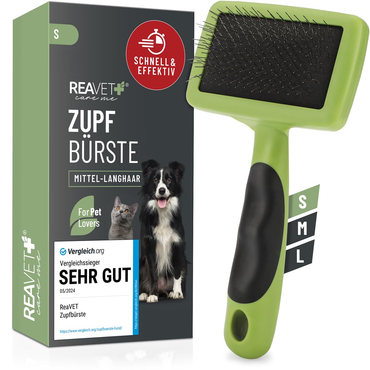 Long Haired Dog Cat Brush, Very Good 05/24 ReaVET for Small Breed Dogs and Cats, Gently Removes Inner Layer, Tangles and Knots, Pet Brushes
