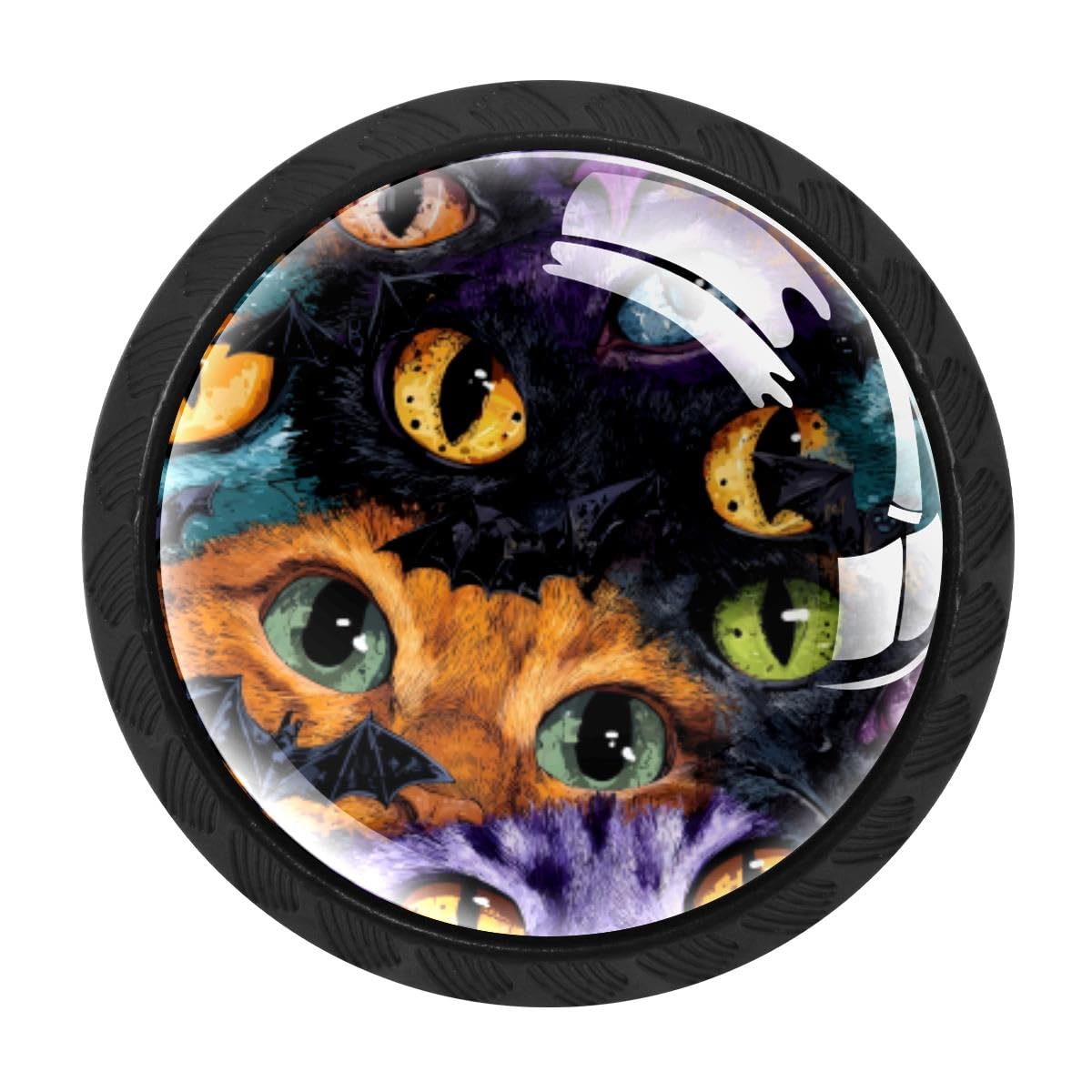 HEOEH 4 PCS Cabinet Knobs, Halloween Eyes Bats Drawer Knobs Dresser Handles