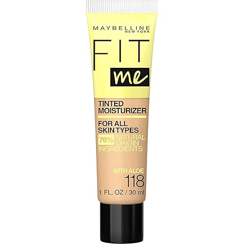 Maybelline Fit Me Tinted Moisturizer, Natural Coverage, Face Makeup, 118, 1 Count