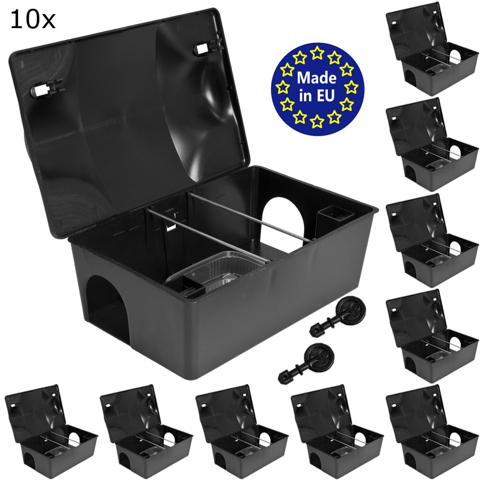 Köderstation Ratten Set Köderbox Garten Mausfalle Mäuse Rattenköderbox Box Rattenköderstation Rattenfalle Kinder- Haustiersicher Koederbox Auswahl 1-30 St. Petigi