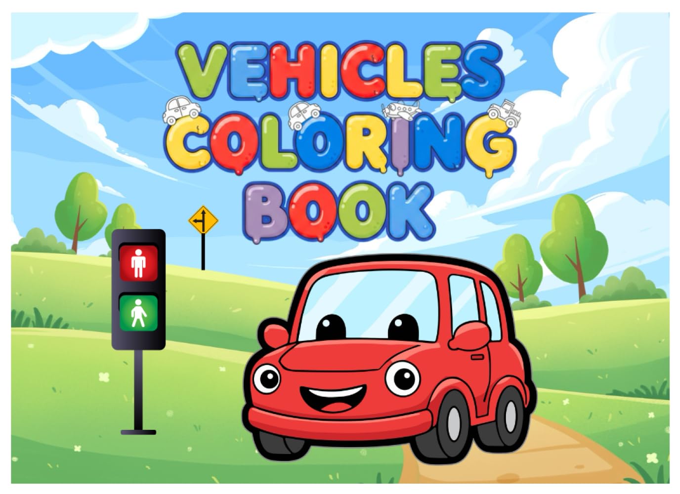 VEHICLE COLORING BOOK: A Fun Road & Transportation Coloring Book Featuring Streets, Highways, Vehicles, and City Roads for Kids
