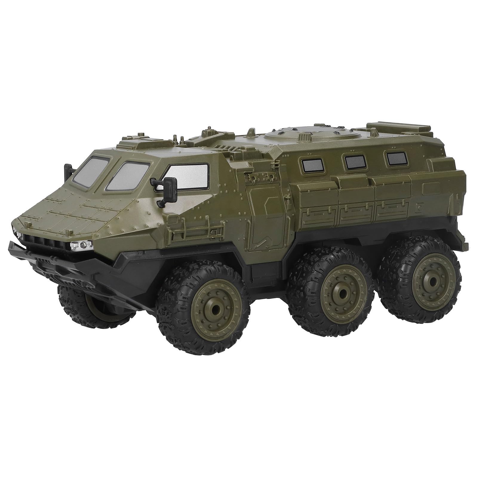 Drfeify Camion Blindato RC, Camion Militare RC 1/16 a 2,4 GHz 6WD Veicolo Blindato RC per età 14+Modelli di Auto