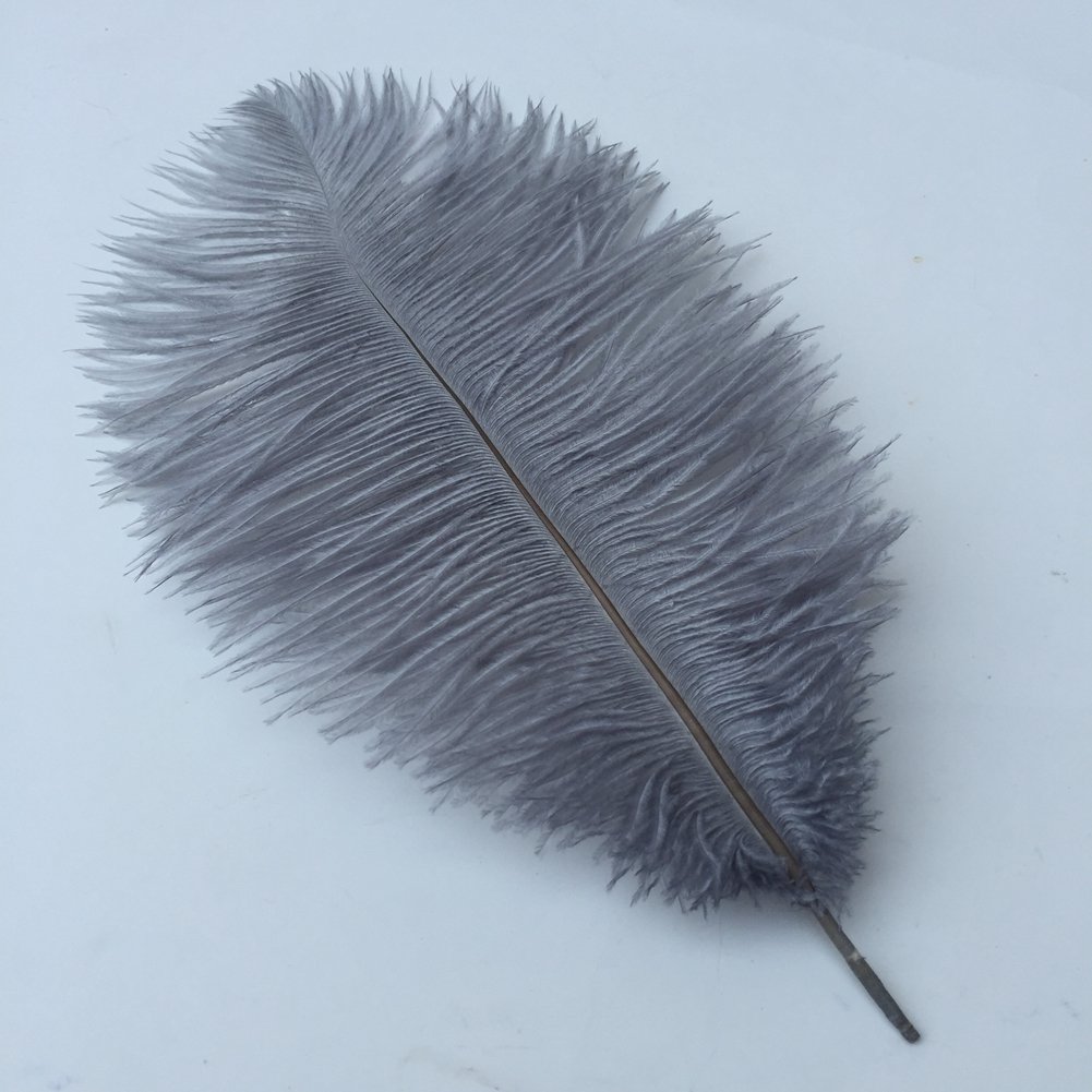 Shekyeon 16-18inch 40-45cm Ostrich Feather DIY Craft Feather Pack of 10(Gray)