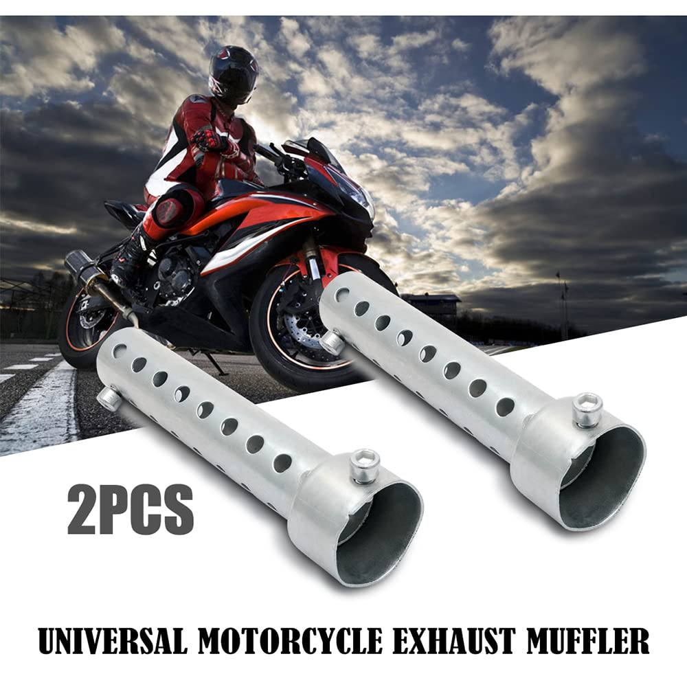 Baceyong 2 szt. 35 mm uniwersalne rury wydechowe do motocykla, zdejmowany tłumik wydechowy motocyklowy, srebrny