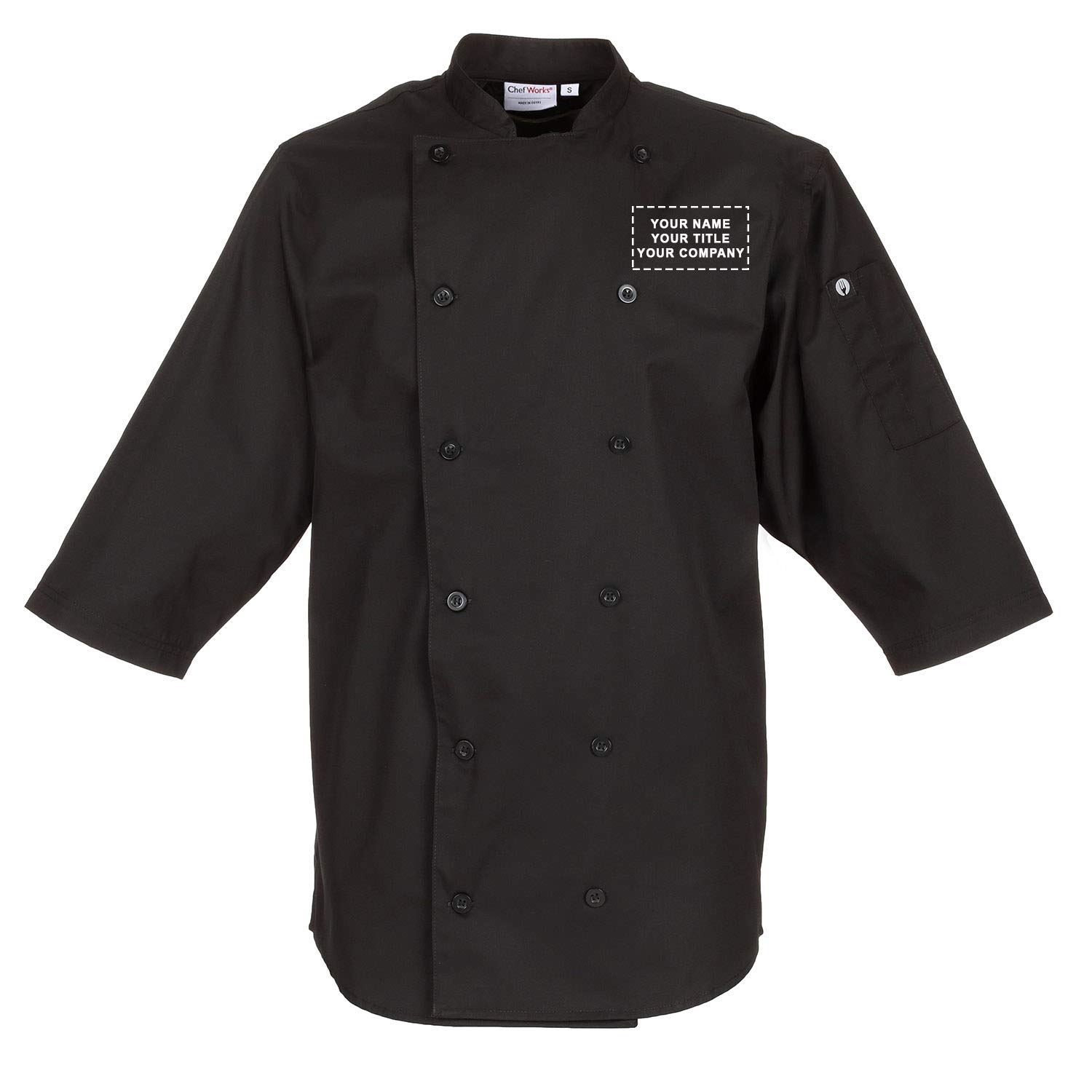 Chef Works Personalized Mens Lisbon Chef Coat Black