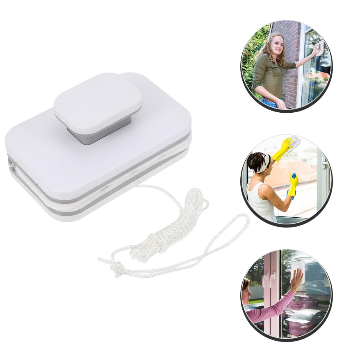 Cabilock Limpiador Magnético de Ventanas y Cuerda de Seguridad Diseño Desmontable Doble Cara para Limpieza Fácil para Cristales en Hogares de Varios Pisos