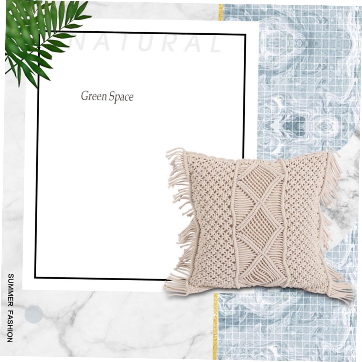 Fodera Cuscino Intrecciata a Mano Beige Frange 1 Pezzo | Cotone, Uso Casa e Regalo Inaugurazione, Copricuscino per Divano, Stile Semplice Delicato