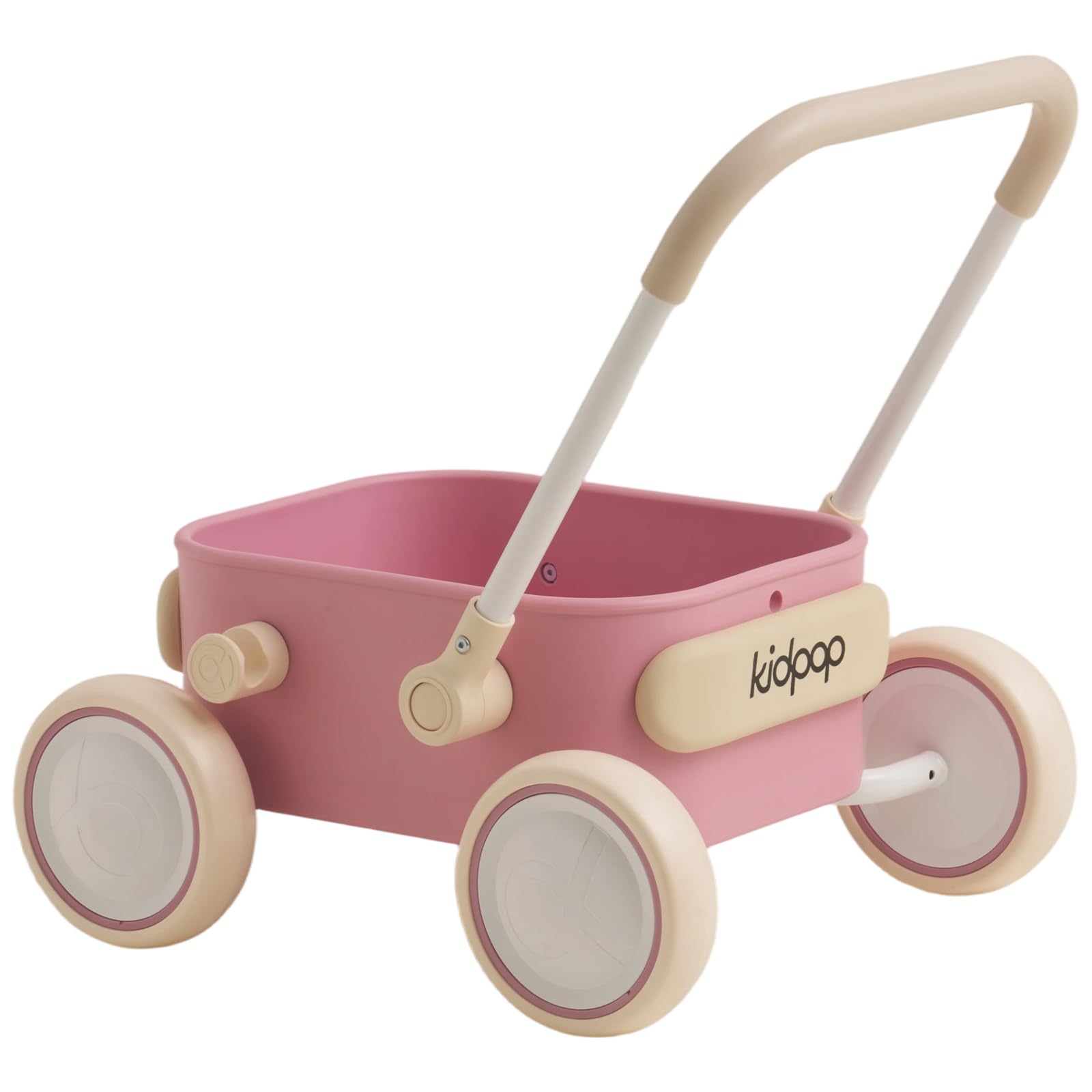 Kidpop PULA girello per bambini 6-18 mesi, carrello con ruote portatutto, carrello portaoggetti multiuso per bambini, gadget compleanno bambini, portata 15 kg (Rosa)