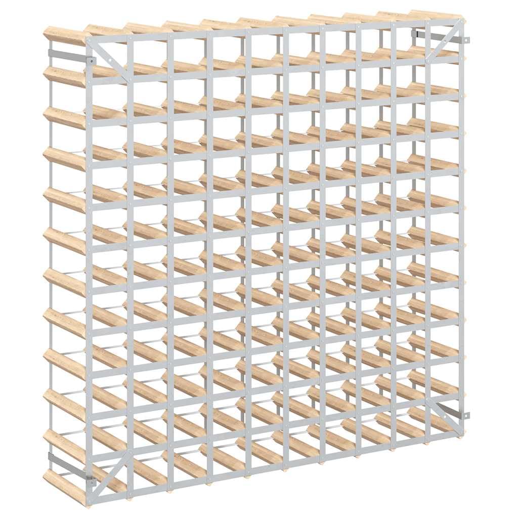 Weinregal für 120 Flaschen aus Kiefernholz 110x22,5x110 cm | Kompakte Lagerung im Weinkeller oder Wohnzimmer: Standregal aus verzinktem Stahl für Vorräte und Präsentation.