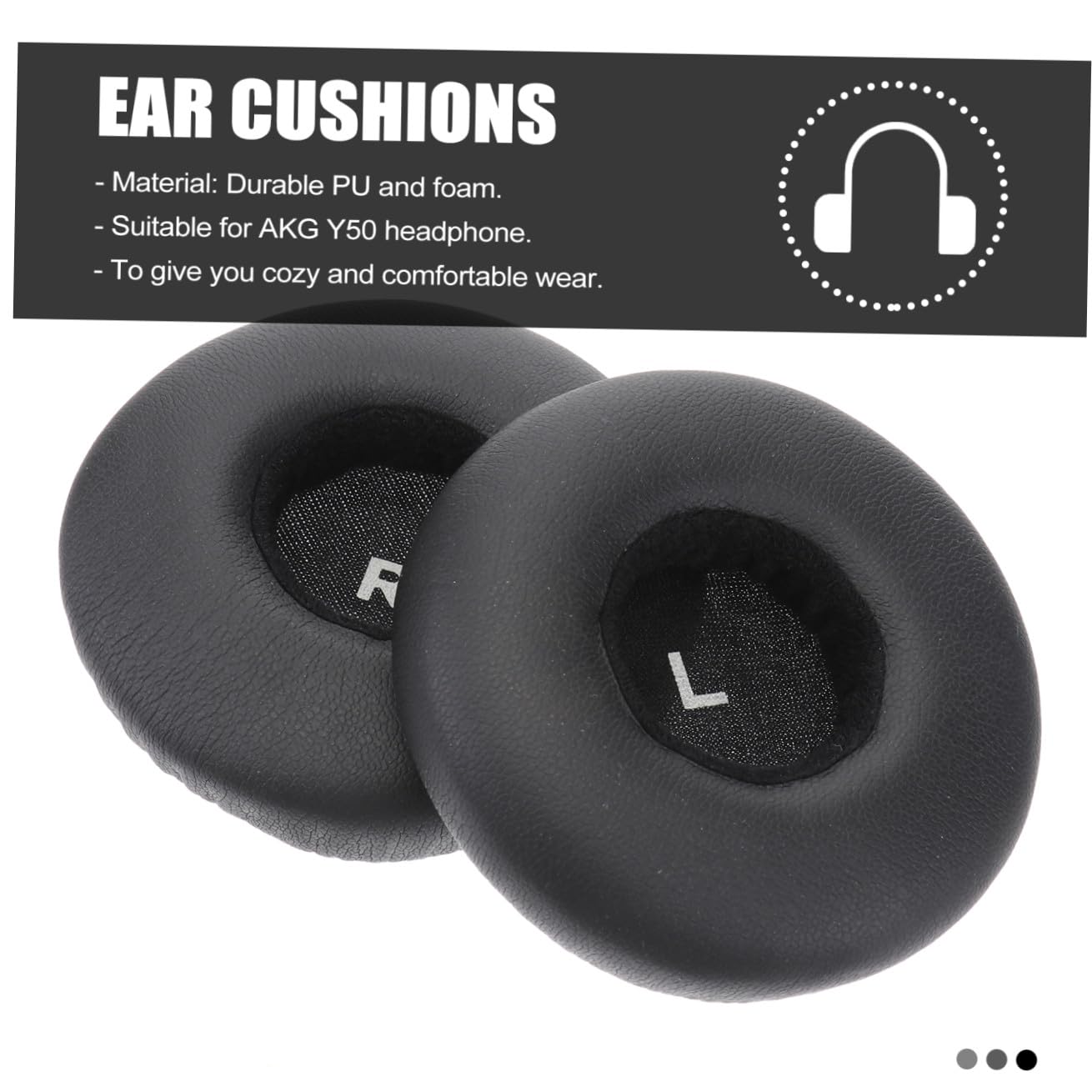 Hemobllo 3piezas Cojines De Repuesto para Auriculares Cubiertas De PU Duradero y Color Negro Comodidad y Rendimiento De Sonido Mejorado Compatible Auriculares
