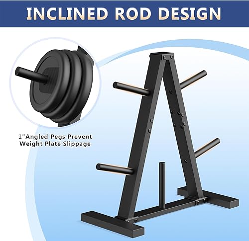 Miniatura 7 de Estante para platos de peso, árbol de pesas, soporte para placas de peso, soporte de almacenamiento de gimnasio en casa de 1 pulgada, soporta 300