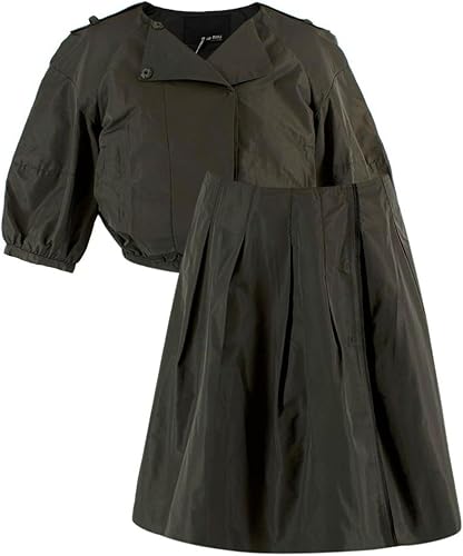 Falda Mini Ligera de satén Negro y Chaqueta de Manga abullonada de Segunda Mano