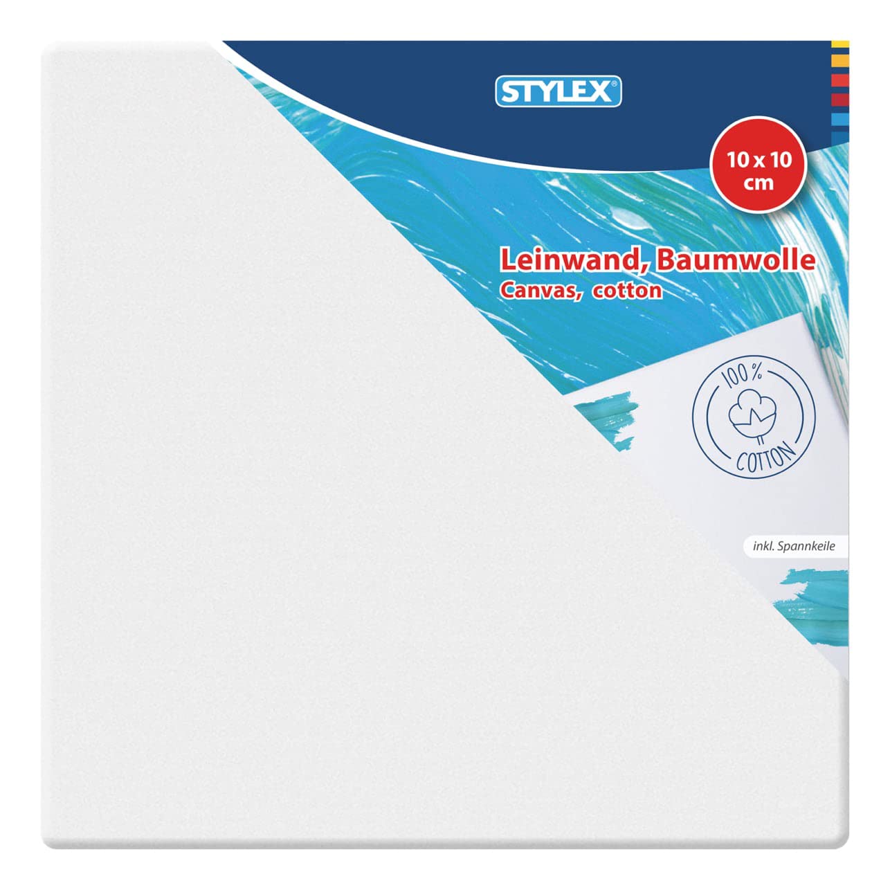 Stylex 28580-P6 Stretcher Frames 10 x 10 cm 10 x 10 cm 100% Cotton Canvas Primed Back Stapled for Oil Acrylic Tempera Paints Gouache Painting Set of 6 - Image 2