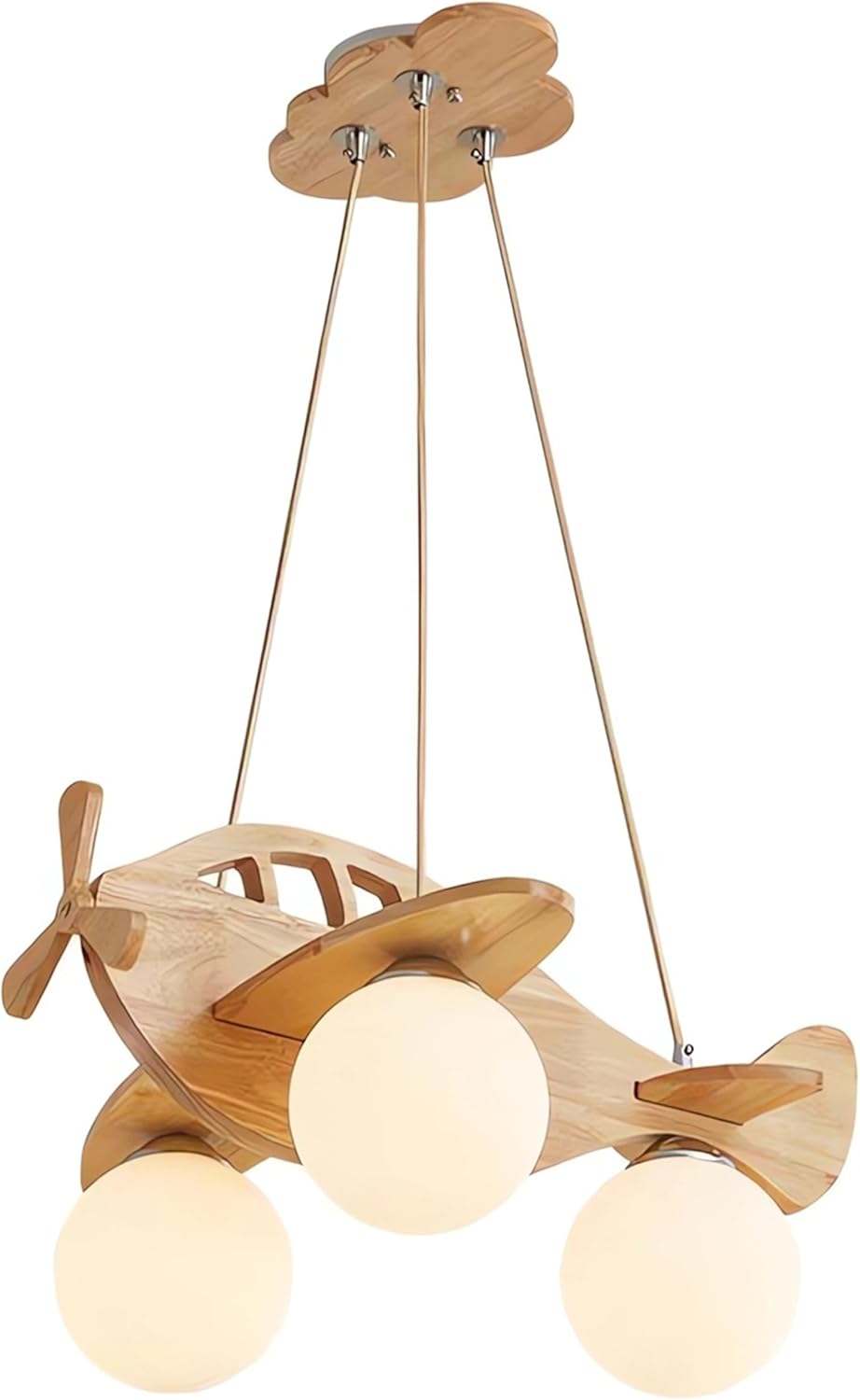 Creative Airplane Hanging Lamps Wood Kids Room Light Fixture Cartoon Aircraft Led Chandeliers for Bedroom Boys Room Toys Room