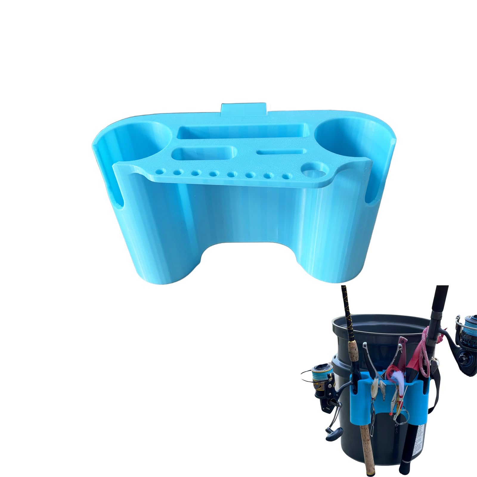 Bucket Fishing Rod Holder, Compatible with YETI LoadOut Bucket & 5 Gallon Buckets, Fishing Pole & Tackle Organizer for YETI Bucket Accessories