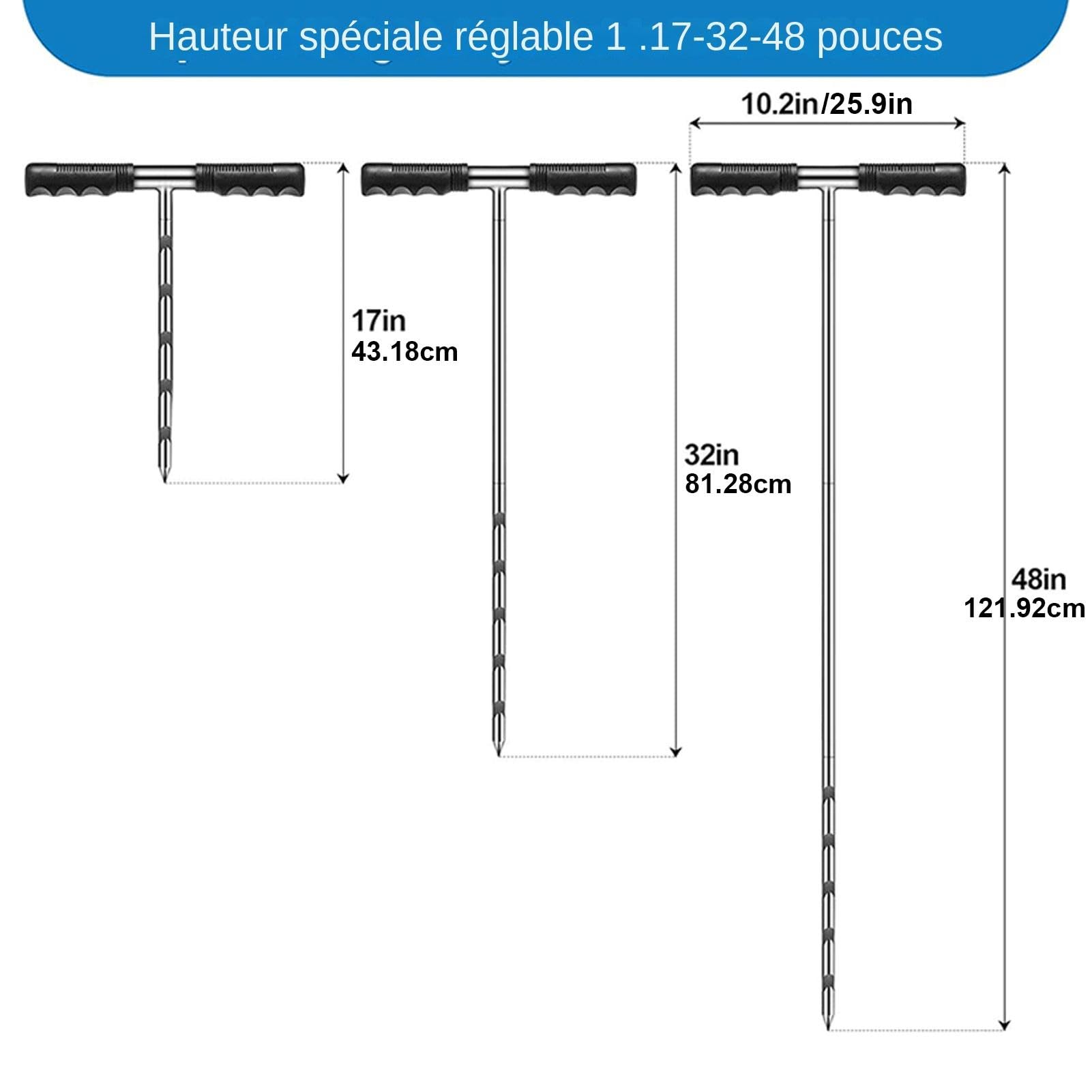 Sondes de sol pour l'échantillonnage du sol, échantillonneur de sol - Tige de sonde de terre en acier inoxydable avec poignée en T, gants inclus | Outil d'échantillonnage de noyau de sol réglable de 1