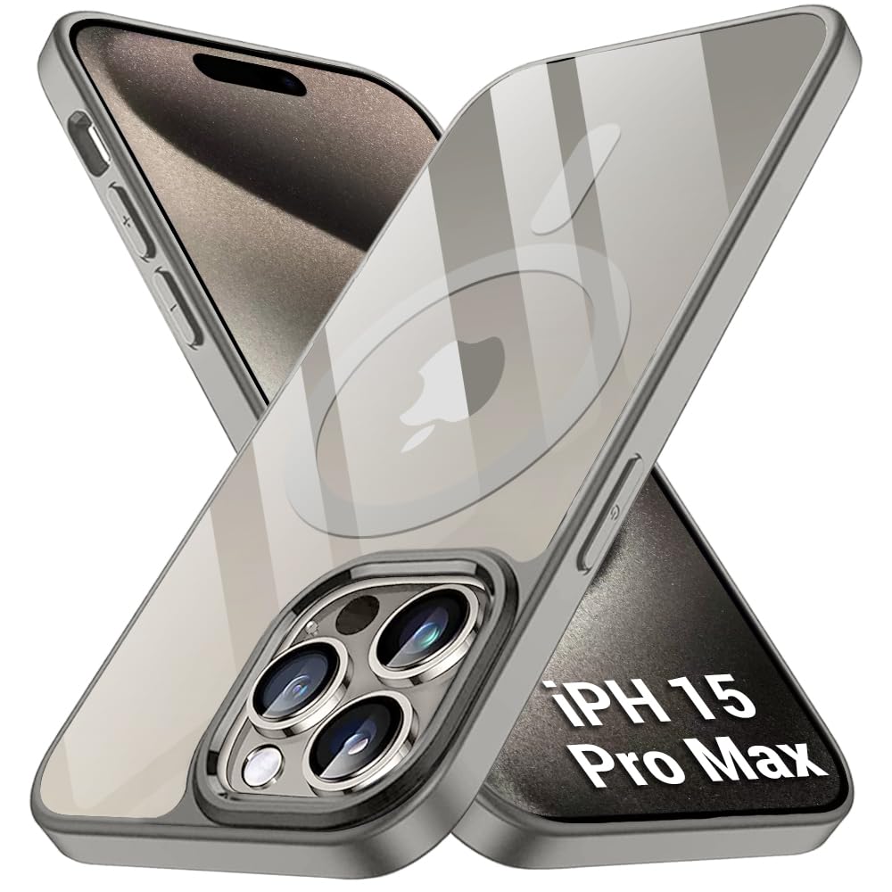 TheGiftKart Ultra-Hybrid Back Cover Case for iPhone 15 Pro MAX Compatible with MagSafe | Camera Protection | Crystal Clear Transparent Back Cover Case for iPhone 15 Pro Max (PC & TPU, Taupe Bumper) TheGiftKart Ultra-Hybrid Back Cover Case for iPhone 15 Pro MAX Compatible with MagSafe | Camera Protection | Crystal Clear Transparent Back Cover Case for iPhone 15 Pro Max (PC & TPU, Taupe Bumper)