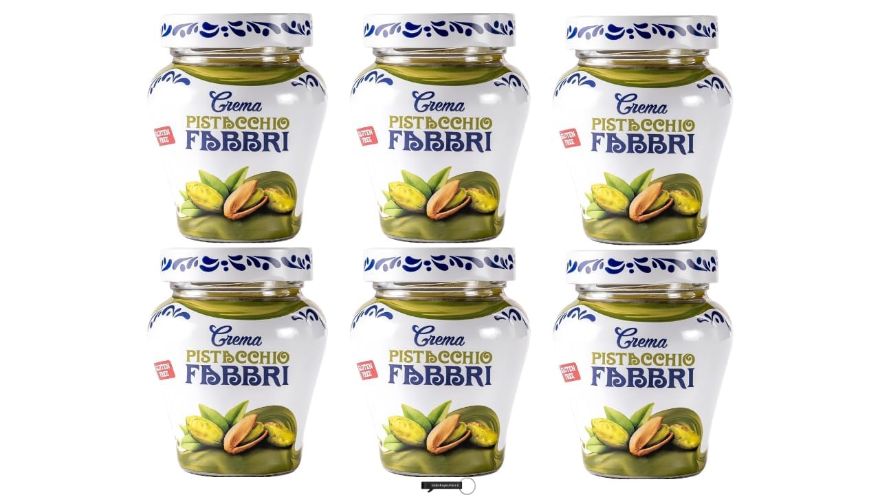 Fabbri Crema al Pistacchio, Crema Spalmabile, Confezione da 6 Barattoli, 200 g, + portachiavi italy shop service